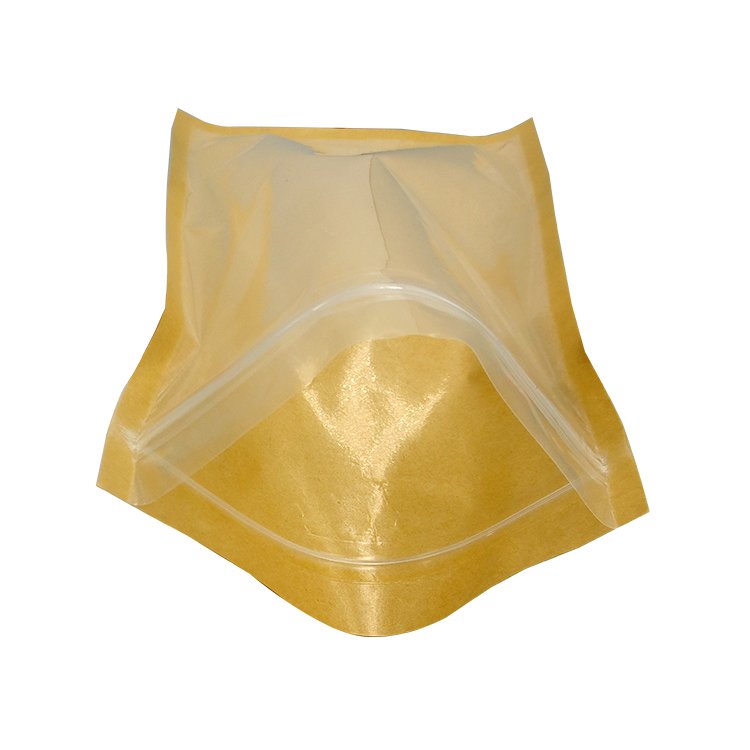 Customized printed Plain cheap craft zipper one side clear kraft paper bag for cosmetics packaging